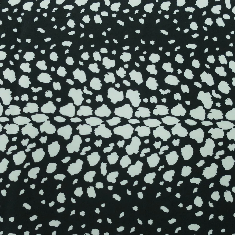 Markdowns Abstract Dots White and Black Background Charmeuse Polyester Fabric