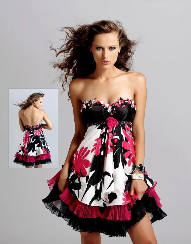 New Deals Blush by Alexia Designs - 9033 Strapless Floral Cocktail Dress