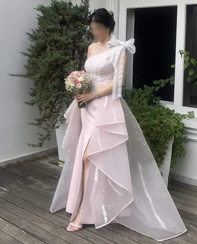 Buy More, Save More Light Pink Evening Dress Bow