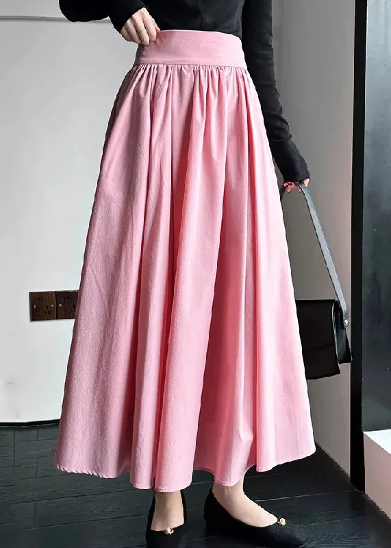 New Deals Chic Pink Zippered High Waist Cotton Skirts Spring CG1047