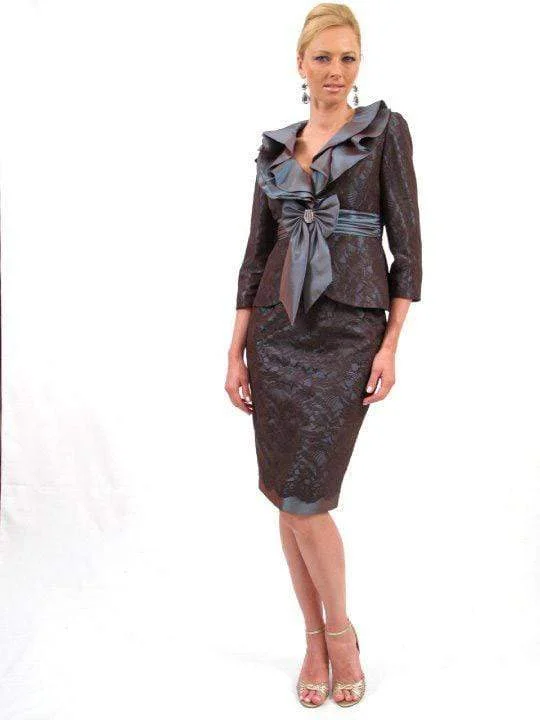 Savings Galore Alexander by Daymor 214 Ruffle Trimmed V-Neck Lace Dress - 1 pc Eggplant In Size 18 Available Savings Galore Alexander by Daymor 214 Ruffle Trimmed V-Neck Lace Dress - 1 pc Eggplant In Size 18 Available