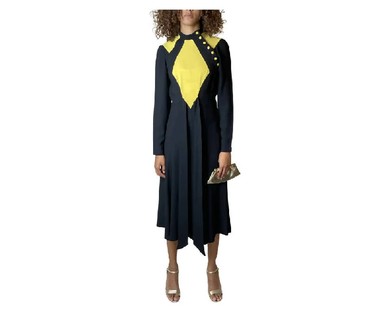 Big Discounts Rare Vintage 1970's Original Black & Yellow Dress Designed by Ossie Clark UK 8 - 10 Big Discounts Rare Vintage 1970's Original Black & Yellow Dress Designed by Ossie Clark UK 8 - 10