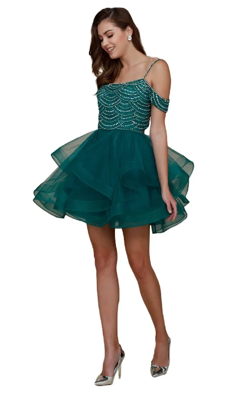 Massive Deals Nox Anabel Beaded Tiered A-Line Cocktail Dress T668