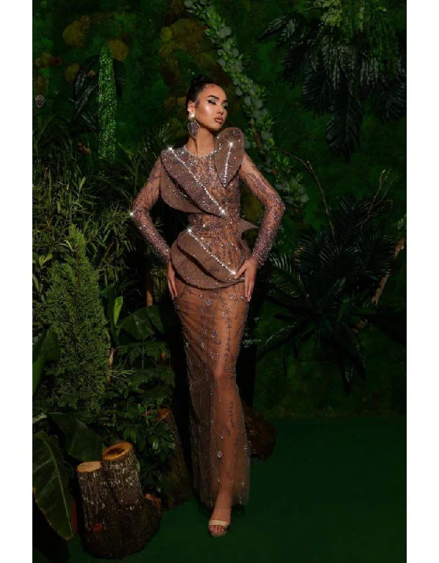 Sale Event Luxury Evening Dress Nude Gold