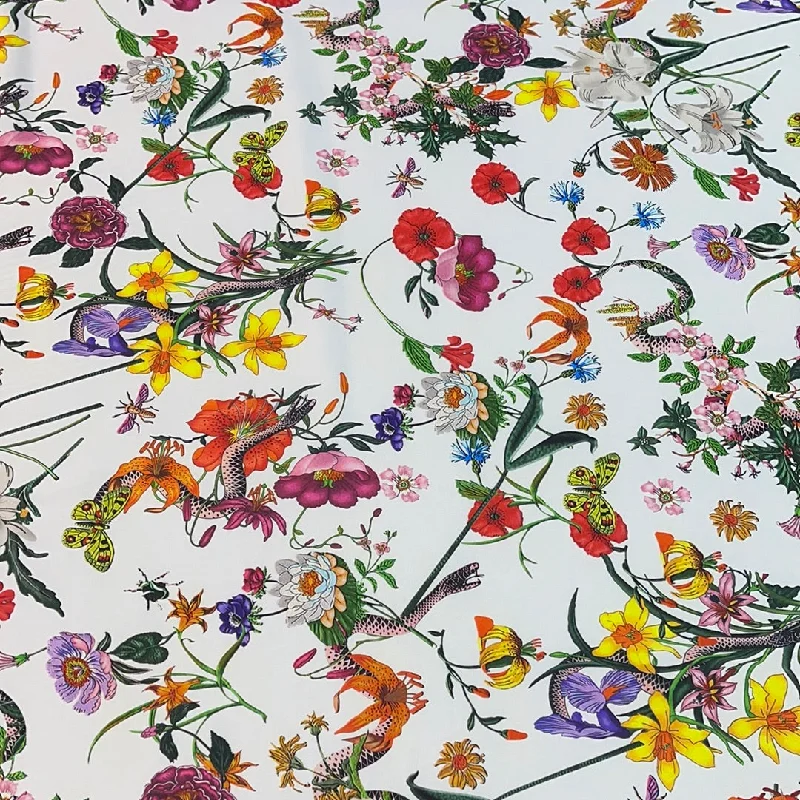 Sale Event Abstract Floral Design on Light Ground Printed Fabric