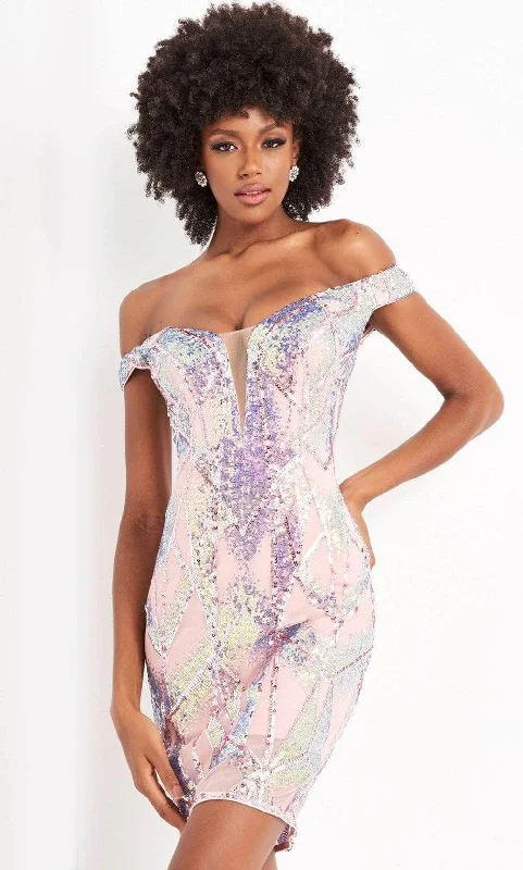 Don’t Miss Out Jovani - Off Shoulder Iridescent Sequin Dress 05101SC - 1 pc Pink In Size 4 Available Don’t Miss Out Jovani - Off Shoulder Iridescent Sequin Dress 05101SC - 1 pc Pink In Size 4 Available