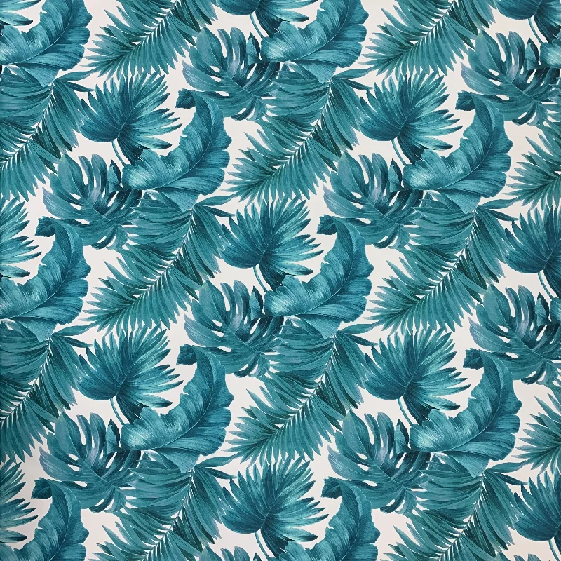 Discount Deals Palmeiras Teal Blue 65 Palm Printed Fabric
