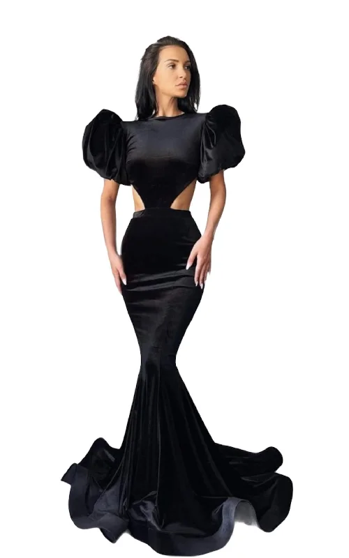Value Deals Black Velvet Evening Gown