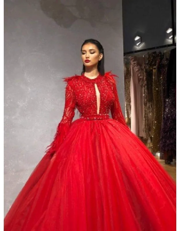 YEAR-End Sale Luxury Evening Red Princess Gown