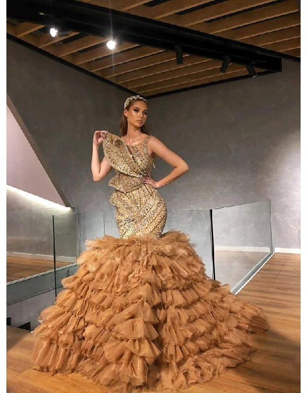 Limited Stock Luxury Evening Gown Golden Brown