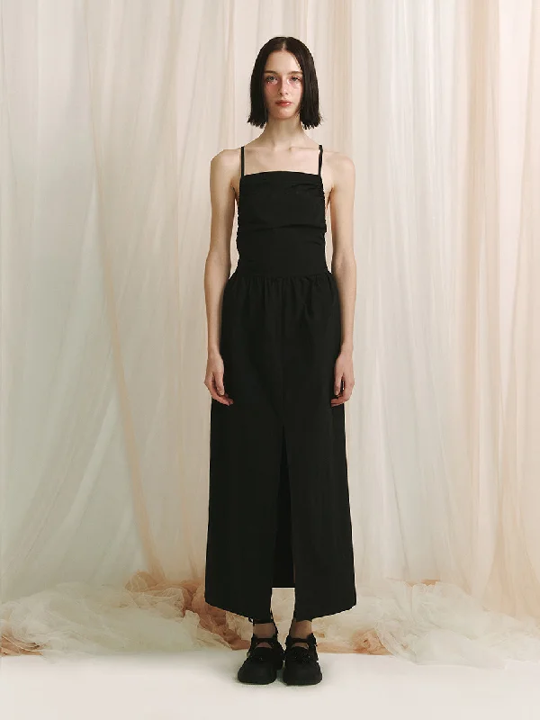 Last Chance [MEENDERI] SS 24 BACKLESS LONG DRESS - BLACK
