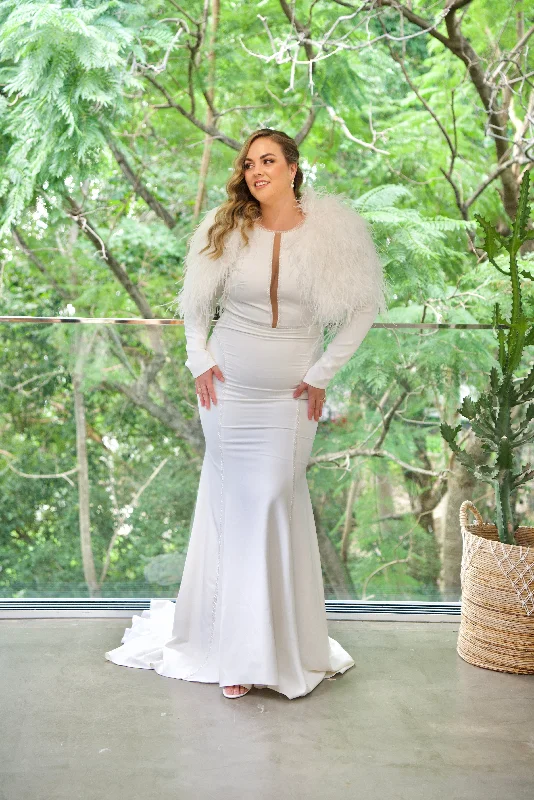 Act Now Ostrich Bolero - White