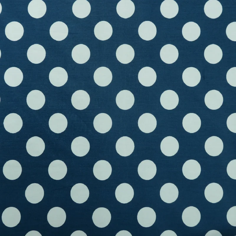 Year-End Sale White Polkadots on Navy Background Printed Cotton