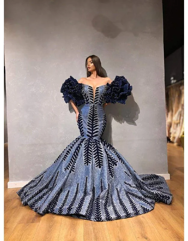 Super Savings Luxury Evening Dress Sheer Blue