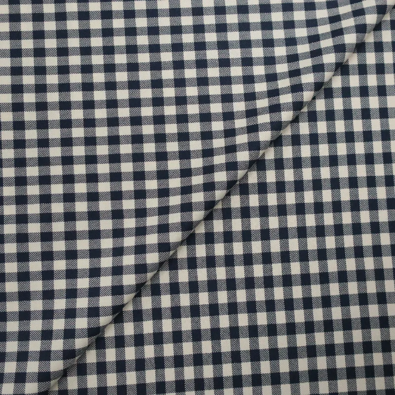 Fantastic Offers Ivory and Dark Blue Check Wool Dorsilk Dormeuil Fabric