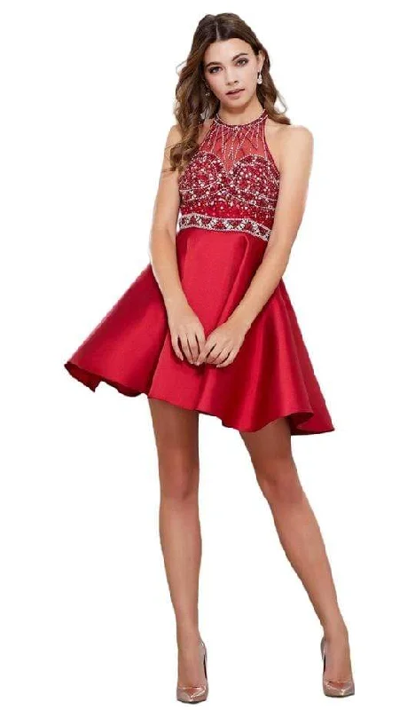 Exclusive Online Offer Nox Anabel - Embellished Illusion Halter Satin Short Dress 6262 - 1 pc Burgundy In Size S Available Exclusive Online Offer Nox Anabel - Embellished Illusion Halter Satin Short Dress 6262 - 1 pc Burgundy In Size S Available