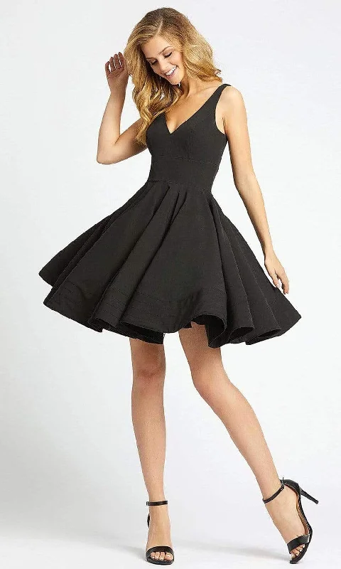 Low Prices Ieena Duggal - 48478 V-Neck Flutter Cocktail Dress - 1 pc Black in Size 2 Available