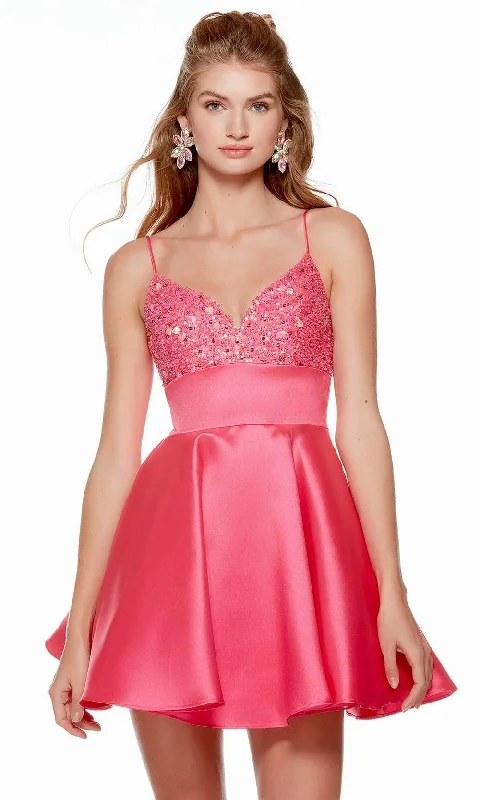 Online Specials Alyce Paris 3148 - V-Neck Banded Waist Cocktail Dress