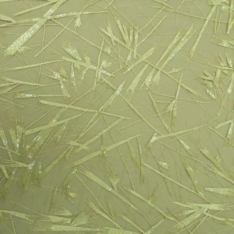 Super Sale Gold Abstract with Sequins Embroidered Tulle Fabric