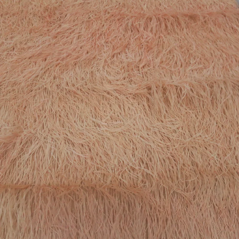 Incredible Offers Peach Feathered Embroidered Lace Fabric