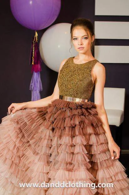 Sneak Peek Sale Luxury Evening Dress Light Brown Shades