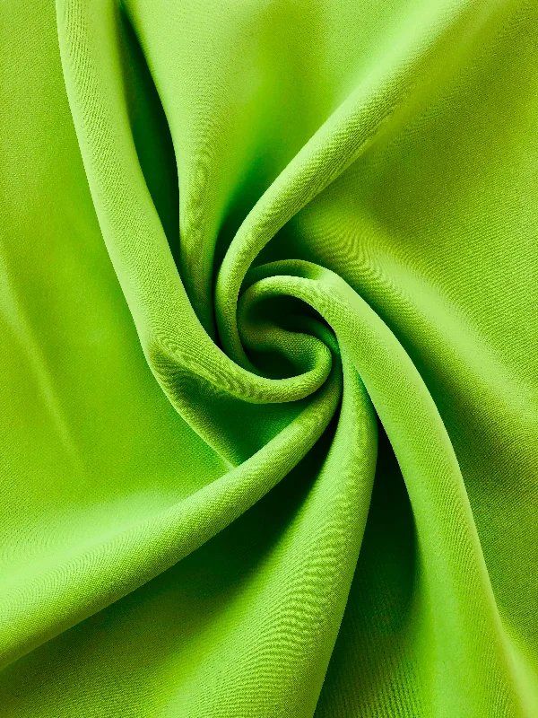 Deep Discounts Neon Green Solid Semi Stretch Crepe Petalo Di Rosa Fabric