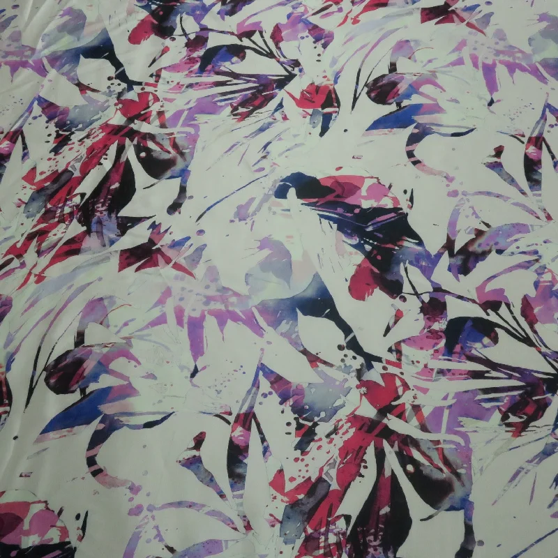 Year-End Sale Magenta and Purple Paint Splashes on a White Background Printed Silk Charmeuse Fabric Year-End Sale Magenta and Purple Paint Splashes on a White Background Printed Silk Charmeuse Fabric
