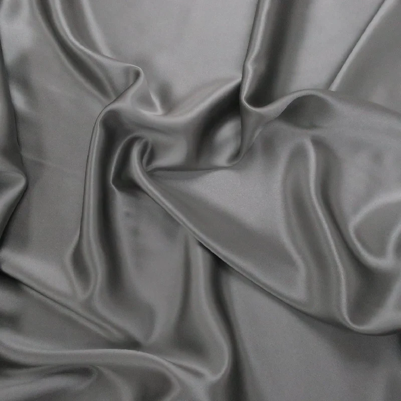 Get It Before It’s Gone Silk Charmeuse Fabric Grey Solid 54" 100% Silk
