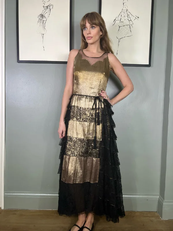 Mega Sale Astrid, 30s gold and black lace dress
