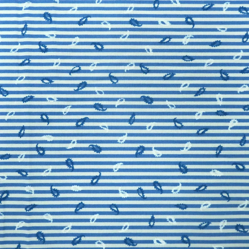 Price Meltdown Blue and White Stripe and Paisley Cotton Fabric