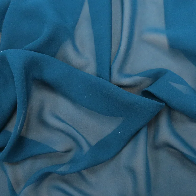 Low Prices Silk Georgette Chiffon Fabric 54" Teal Solid 10mm 100% Silk