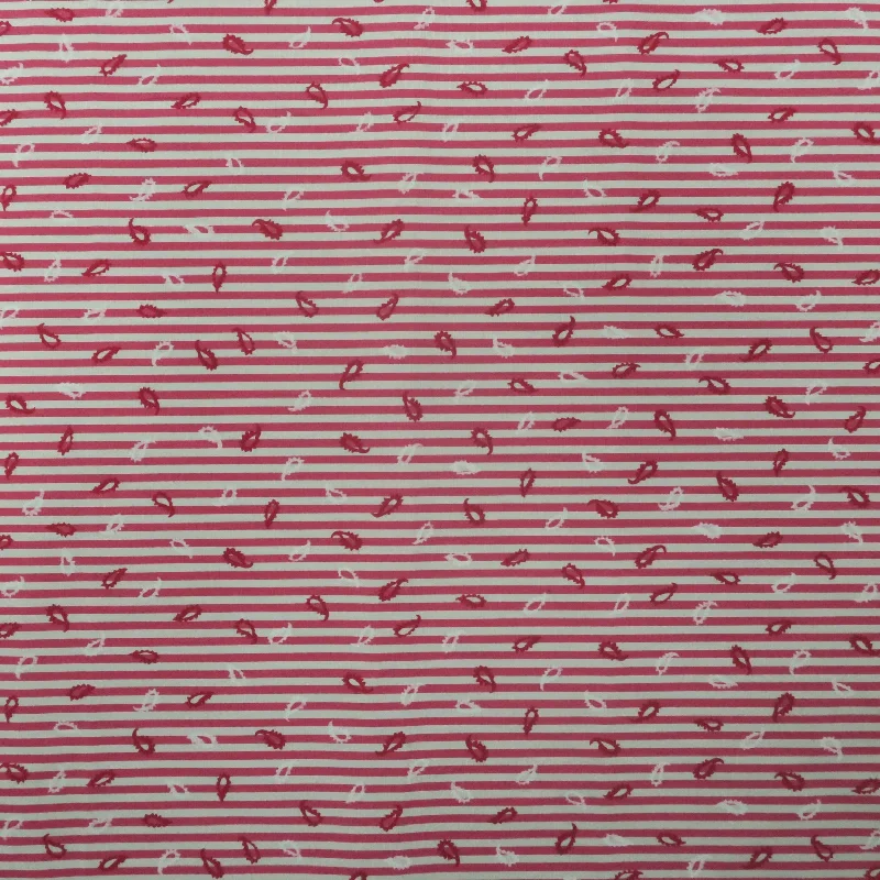 Buy Now Fuchsia and White Stripe and Paisley Cotton Fabric