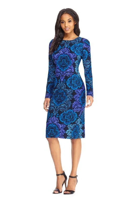 Super Bargain Maggy London Long Sleeve Floral Knee Length Dress