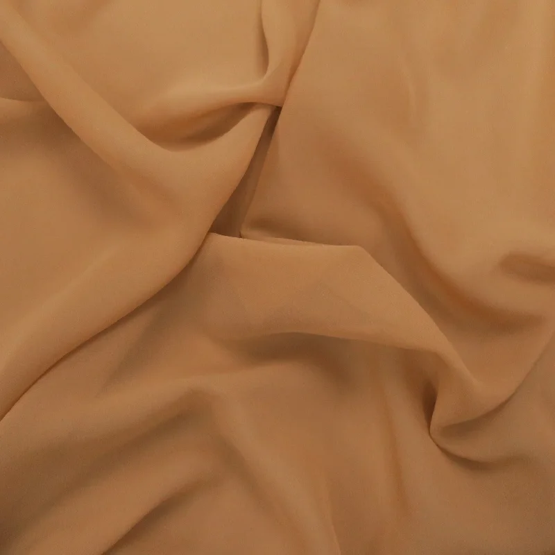 Steals and Deals Silk Georgette Chiffon Fabric 54" Tan Solid 10mm 100% Silk
