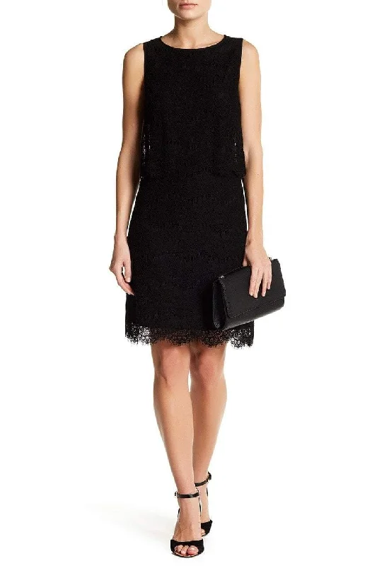 Early Access New Yorker's Apparel  - 10629662 Sleeveless Popover Scalloped Lace Crepe Dress