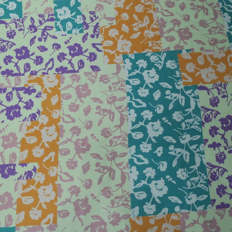 Deal Zone Multicolored Floral Charmeuse Polyester Fabri