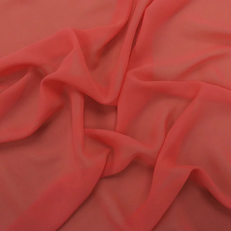 Limited Time Offer Silk Georgette Chiffon Fabric 54" Coral Solid 10mm 100% Silk