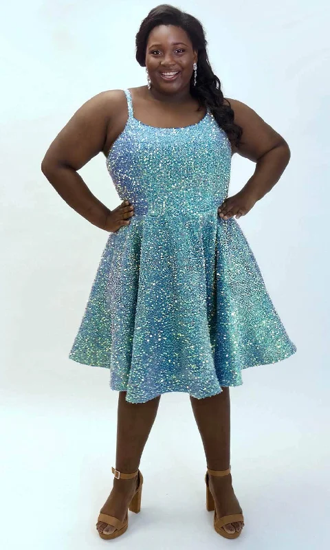 Special Savings Sydney's Closet SC8125 - Scoop Neck Sparkly Cocktail Dress