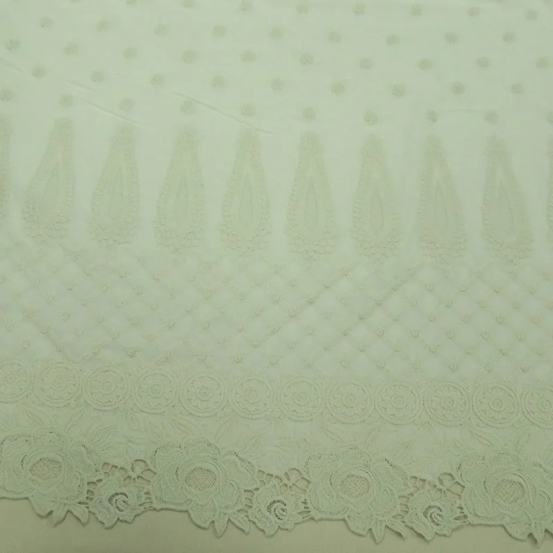 Final Clearance Cream Off White Floral Embroidered Guipure Cotton Lace