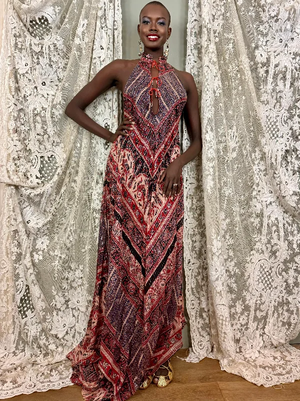 Great Deals Delia, 70s Indian block print dress with ties