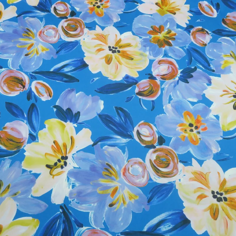 While Supplies Last Florals on a Light Blue Background Printed Polyester Mikado Fabric While Supplies Last Florals on a Light Blue Background Printed Polyester Mikado Fabric