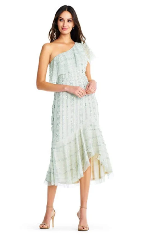 Online Only Aidan Mattox - MD1E203610 Sequined One Shoulder Trumpet Dress