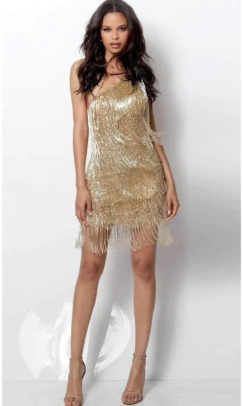 Sneak Peek Sale Jovani - Asymmetric Beaded Cocktail Dress 616841SC - 1 pc Gold In Size 4 Available Sneak Peek Sale Jovani - Asymmetric Beaded Cocktail Dress 616841SC - 1 pc Gold In Size 4 Available