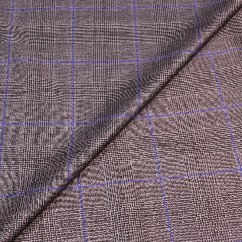 Exclusive Savings Medium Gray with Blue Windowpane Glen Wool Amadeus 365 Dormeuil Fabric Exclusive Savings Medium Gray with Blue Windowpane Glen Wool Amadeus 365 Dormeuil Fabric