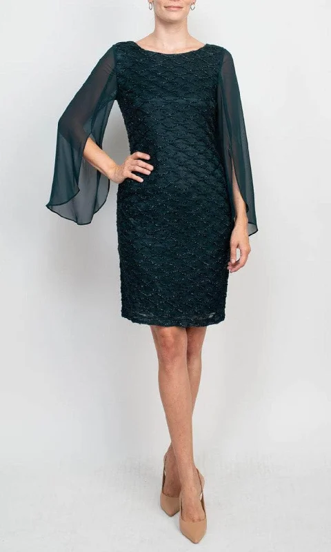 Price Drop Connected Apparel TKH40606M1 - Split Sleeve Fitted Formal Dress