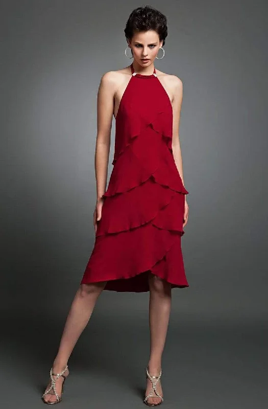 Big Discounts Alexander by Daymor 9010 Halter Neck Layered Sheath Dress