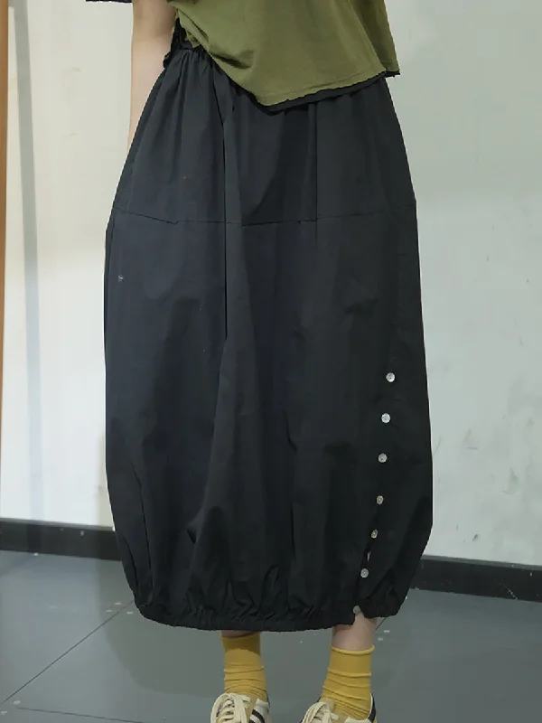 Stock Up and Save Women Artsy Solid Summer Button Cotton Skirt KL1017