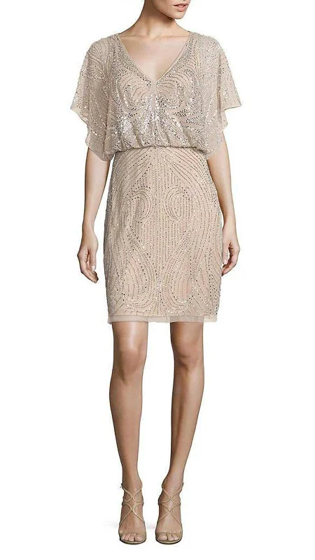 Great Bargains Aidan Mattox - Sequined V-Neck Blouson Short Dress MD1E200692 - 1 Pc Silver in Size 0 Available Great Bargains Aidan Mattox - Sequined V-Neck Blouson Short Dress MD1E200692 - 1 Pc Silver in Size 0 Available
