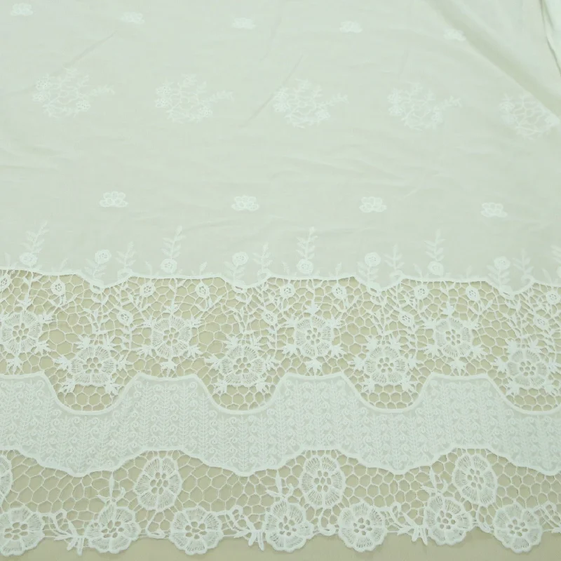 Today’s Deal White Floral Embroidered Guipure Cotton Lace