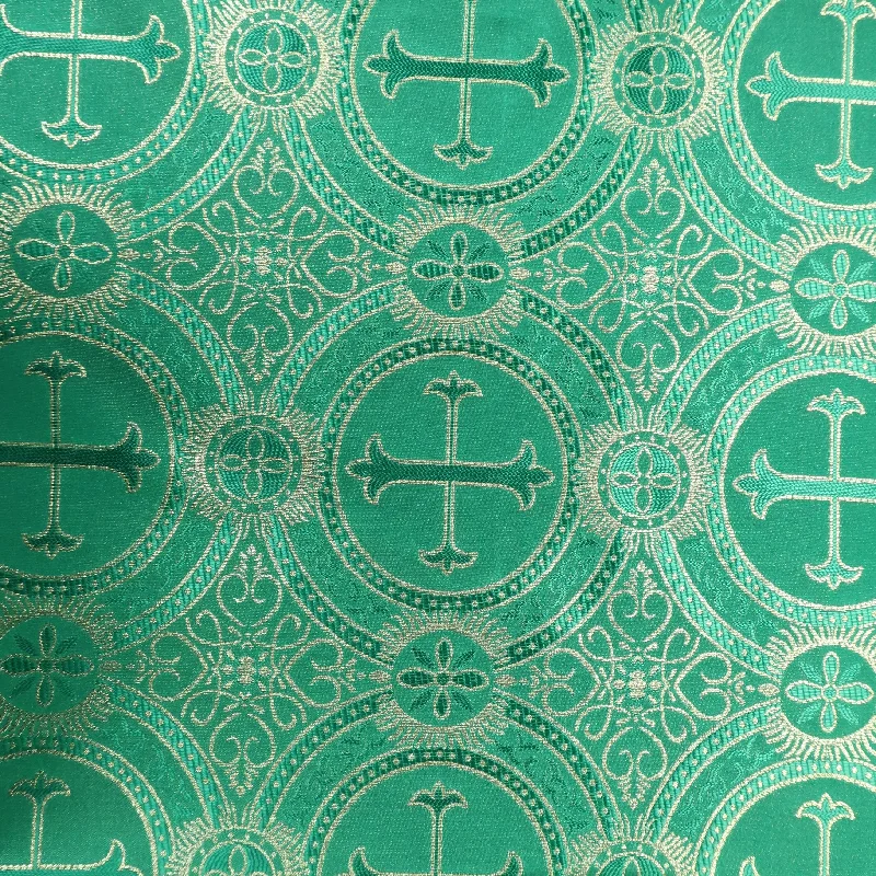 New Markdowns Emerald With Gold Abstract Textured Brocade Fabric